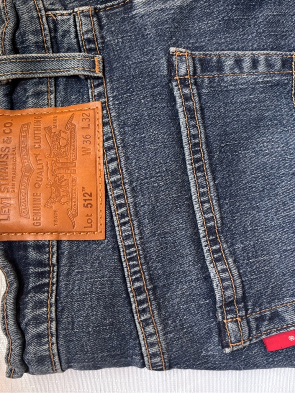 Levi's Blue Denim Jeans with Tan Leather Patch